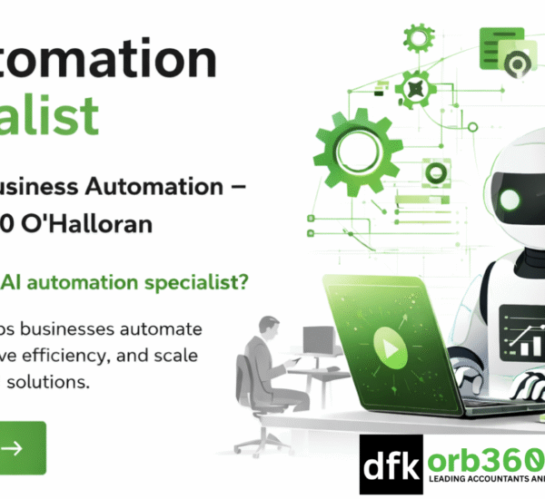 AI automation specialist using intelligent systems to automate business workflows in a modern office setting