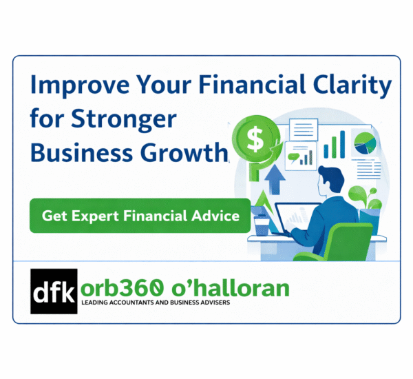 financial clarity for small businesses illustration showing financial reports and business growth with DFK ORB360 advisory services
