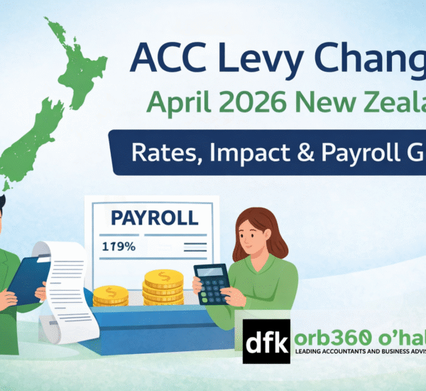 ACC levy changes New Zealand April 2026 showing impact on payroll, employee salary and employer costs with DFK Orb 360