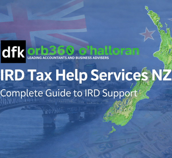 IRD tax help services NZ complete guide with New Zealand map and accounting support by DFK Orb360 O'Halloran Chartered Accountants