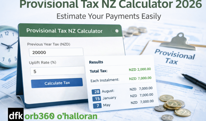 provisional tax nz calculator 2026 estimate payments dfk orb360 tool