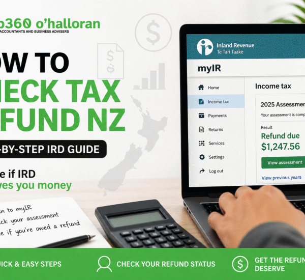 How to check tax refund NZ using IRD myIR account showing refund amount on screen by DFK Orb360