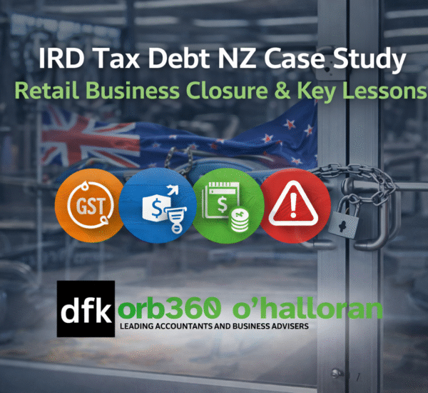 IRD tax debt NZ case study showing retail business closure due to GST and tax issues – DFK Orb360