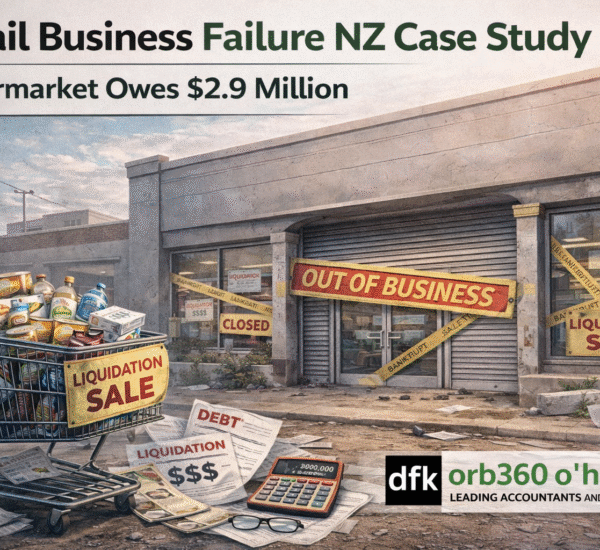 Retail business failure NZ case study showing supermarket closure due to debt, GST and cash flow issues