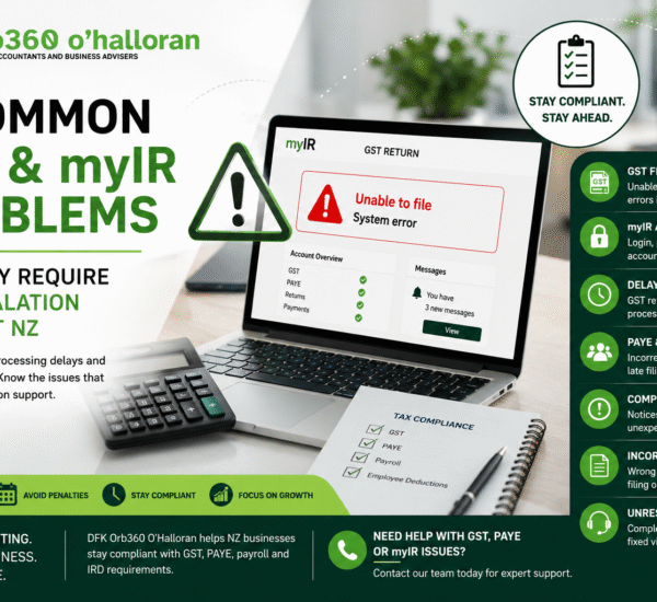 IRD Escalation Support NZ featured image showing GST filing issues, myIR problems, payroll compliance risks, PAYE errors, and Inland Revenue compliance support for New Zealand businesses.
