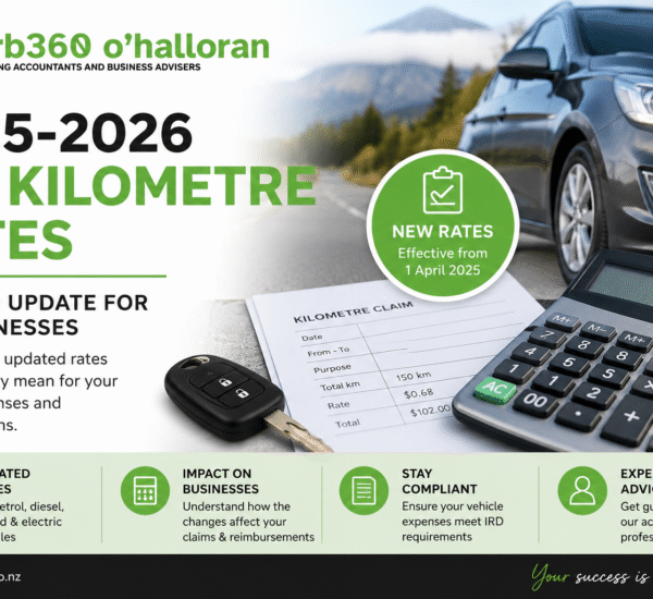 2025-2026 IRD Kilometre Rates update for New Zealand businesses showing vehicle expense claim and mileage reimbursement guidance