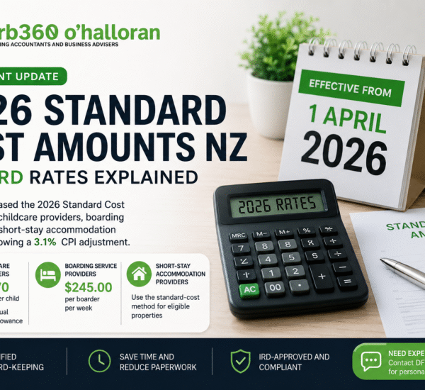 2026 Standard Cost Amounts NZ updated by IRD for childcare providers boarding services and short stay accommodation providers