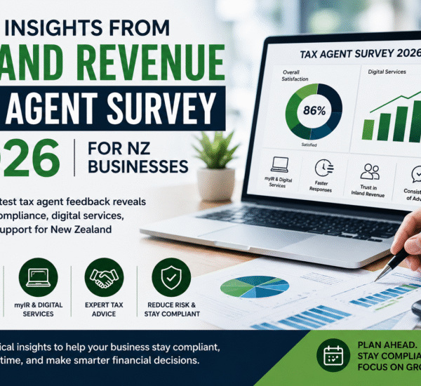 Inland Revenue Tax Agent Survey 2026 insights for New Zealand businesses covering tax compliance, myIR, digital services, and business tax management