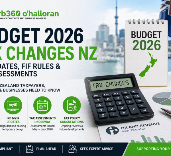 Budget 2026 Tax Changes NZ featuring FIF threshold increase, IRD updates, myIR tax assessments, and New Zealand tax policy changes