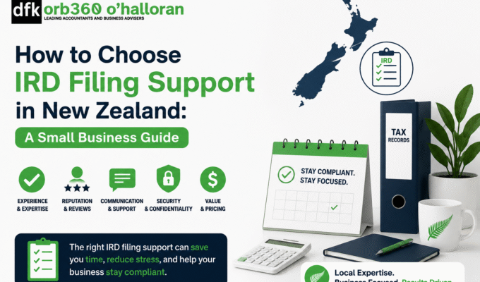 IRD Filing Support New Zealand guide for small businesses showing tax compliance, IRD filing assistance, and business accounting support.