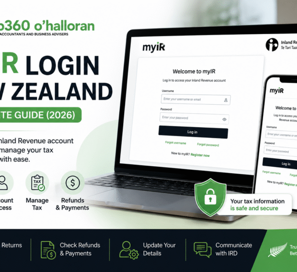 myIR Login New Zealand (2026) – Complete guide by DFK Orb360 showing how to securely log in to your Inland Revenue myIR account, manage tax returns, GST, refunds, and online tax services.