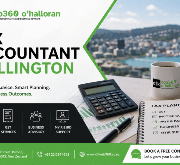Tax Accountant Wellington by DFK Orb360 providing expert GST, income tax, business advisory, payroll, and myIR support for businesses and individuals in Wellington, New Zealand.