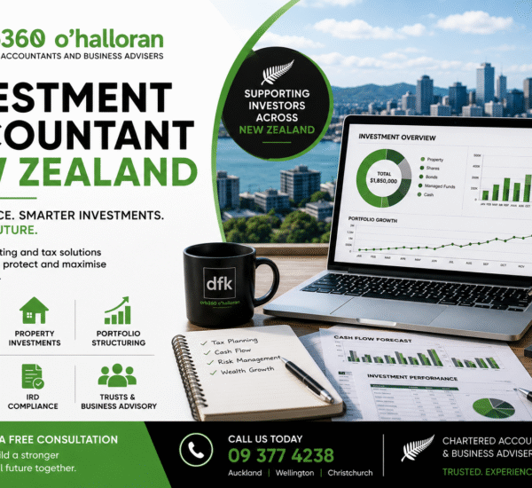 Investment Accountant New Zealand providing investment tax planning, wealth management, IRD compliance, property investment accounting, and financial advisory services.