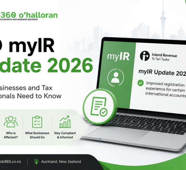 IRD myIR Update 2026 feature image by DFK Orb360 explaining the new business tax account registration process in myIR for New Zealand businesses and tax professionals.