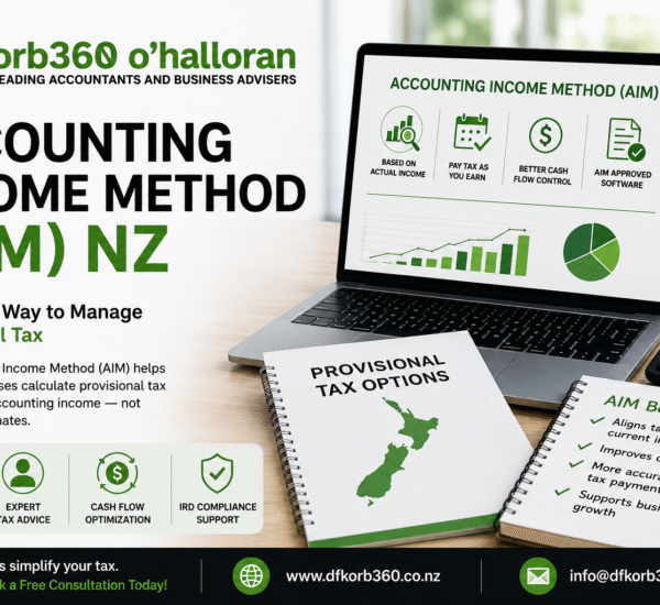 Accounting Income Method NZ guide explaining AIM provisional tax, cash flow management, approved accounting software, and tax planning for New Zealand businesses.