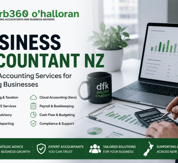 Business Accountant NZ by DFK Orb360 providing expert accounting, taxation, GST, PAYE, payroll, bookkeeping, financial reporting, cloud accounting, and business advisory services across New Zealand.