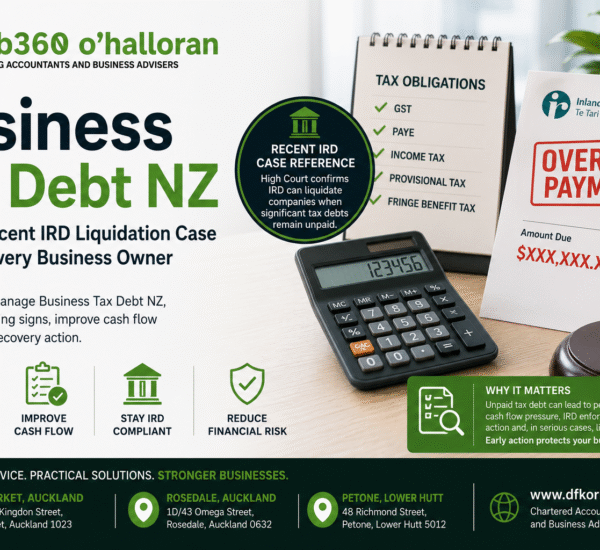 Business Tax Debt NZ guide by DFK Orb360 explaining how businesses can manage tax debt, improve cash flow and reduce the risk of IRD recovery action.