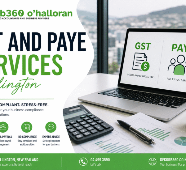 GST and PAYE Services Wellington by DFK Orb360 helping New Zealand businesses with GST returns, payroll processing, PAYE compliance, KiwiSaver administration, and Inland Revenue tax compliance.