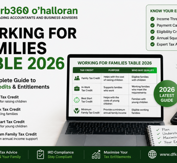 Working for Families Table 2026 showing New Zealand family tax credits, eligibility, income thresholds, and payment guidance.