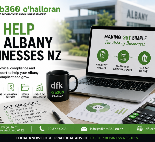 GST help for Albany businesses NZ from DFK Orb360 O’Halloran