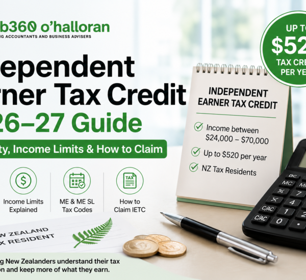 Independent Earner Tax Credit 2026–27 guide showing eligibility, income limits and $520 tax credit by DFK Orb360 O’Halloran