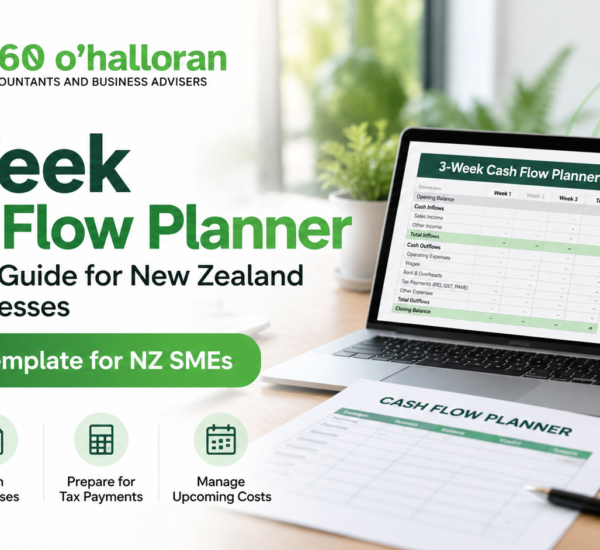 DFK Orb360 3-Week Cash Flow Planner for New Zealand small businesses, showing cash inflows, expense planning and upcoming tax payments.