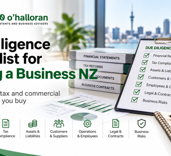 Due Diligence Checklist for Buying a Business NZ covering financial review, tax compliance, assets, liabilities and business risks.