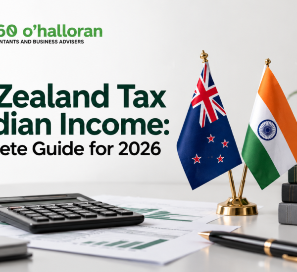 New Zealand tax on Indian income guide featuring DFK Orb360, tax documents and New Zealand and India flags