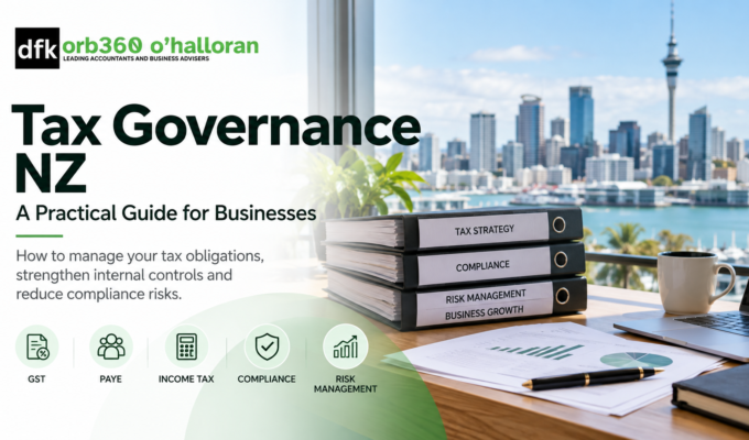 Tax governance NZ guide for businesses covering GST, PAYE, income tax, compliance and risk management by DFK Orb360.
